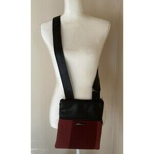 Echos In The Attic Crossbody Bag Purse Maroon Red Black Recycled Vegan Upcycled